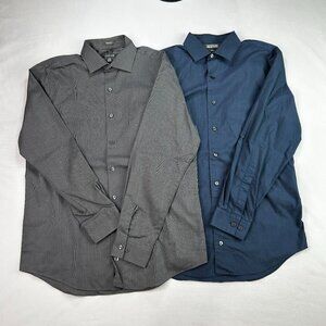 Lot of 2 Kenneth Cole Reaction Dress Shirts Men's Medium 15.5 32/33 Slim Fit